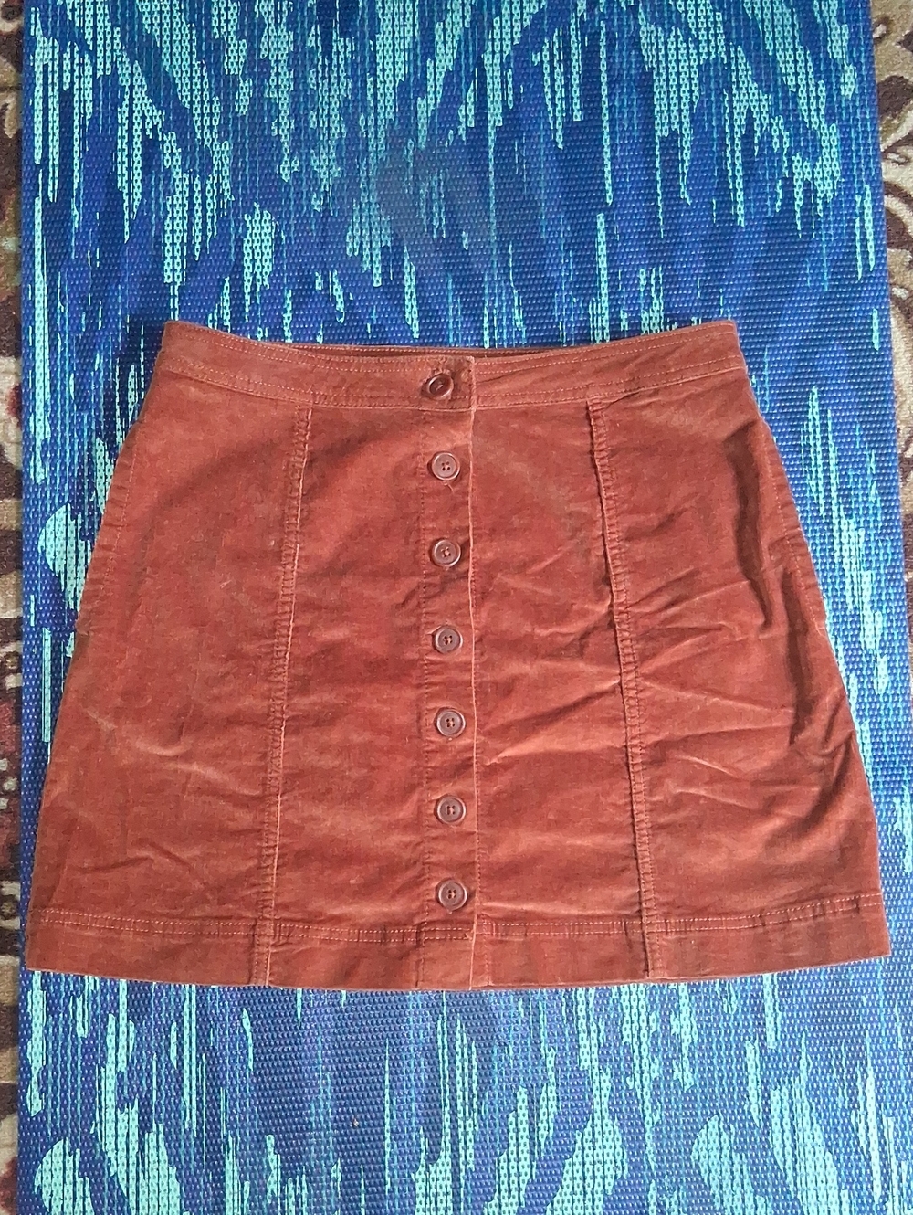 Knox Rose Button-Front Corduroy Mini Skirt in Rust Orange